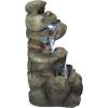 Design Toscano QN164017 Water Fountain with LED Light – Willow Bend Garden Decor Fountain – Outdoor Water Feature, Multicolored, 10½”W x 10″D x 18″H(Faux Stone)