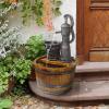 Design Toscano SS11155 Water Fountain – Cistern Well Pump Wood Barrel Garden Decor Fountain – Outdoor Water Feature,full color