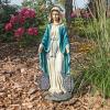 Design Toscano Sacred Heart Holy Religious Garden Statue, 10 inches Wide, 22 inches Tall, Cast Stone Resin, Antique Stone Finish(Full Color Finish)