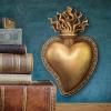 Design Toscano Sacred Heart Holy Religious Garden Statue, 10 inches Wide, 22 inches Tall, Cast Stone Resin, Antique Stone Finish(Gold)
