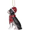 Design Toscano Siberian Husky Holiday Dog Christmas Tree Ornament Xmas Decorations, 3 Inch, Full Color(Boston Terrier)
