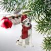 Design Toscano Siberian Husky Holiday Dog Christmas Tree Ornament Xmas Decorations, 3 Inch, Full Color(Siberian Huskey)