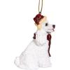 Design Toscano Siberian Husky Holiday Dog Christmas Tree Ornament Xmas Decorations, 3 Inch, Full Color(White Poodle)