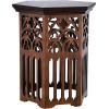 Design Toscano Thomas Aquinas Gothic Tracery Bookcase Side Table, 15 inches Wide, 31 inches Tall, Hardwood, Walnut Finish(Hexagonal)