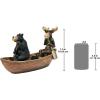 Moose and Black Bear in a Boat Statue(Full Color Finish)