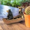 Moose and Black Bear in a Boat Statue(Full Color Finish)