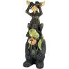 Moose and Black Bear in a Boat Statue(Full Color Finish)
