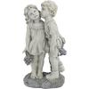 Young Sweethearts: Kissing Children Garden Statue