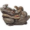 Coastal Decor Water Fountain with LED Light – Pelican’s Seashore Roost Garden Decor Fountain – Outdoor Water Feature, Full Color(Curious Sea Otters)