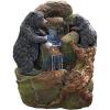 Coastal Decor Water Fountain with LED Light – Pelican’s Seashore Roost Garden Decor Fountain – Outdoor Water Feature, Full Color(Grizzly Gulch Black Bears)
