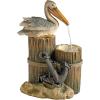 Coastal Decor Water Fountain with LED Light – Pelican’s Seashore Roost Garden Decor Fountain – Outdoor Water Feature, Full Color(Pelicans Seashore Roost)