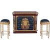 Design Toscano Altar of Tenenit Egyptian Decor Home Bar with Two Barstools Set, 52 Inch, Black and Gold
