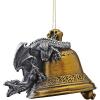 Design Toscano Blitzer the T Rex Dinosaur Christmas Tree Ornament, 5 Inch Long, Cast Stone Resin with Glass Ball, Green Glitter Finish(Bell Ringer)