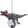 Design Toscano Blitzer the T Rex Dinosaur Christmas Tree Ornament, 5 Inch Long, Cast Stone Resin with Glass Ball, Green Glitter Finish(Blitzer)