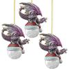 Design Toscano Blitzer the T Rex Dinosaur Christmas Tree Ornament, 5 Inch Long, Cast Stone Resin with Glass Ball, Green Glitter Finish(North Pole Dragon)