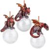 Design Toscano Blitzer the T Rex Dinosaur Christmas Tree Ornament, 5 Inch Long, Cast Stone Resin with Glass Ball, Green Glitter Finish(Percher Dragon)