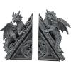 Design Toscano Castle Dragon Gothic Decor Decorative Bookend Statues, 8 Inch, Set of Two, Polyresin, Grey Stone(Single)