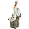 Design Toscano Coastal Decor Ocean’s Perch Pelicans Garden Bird Statue, 9 Inch Wide, 24 Inch Tall, Cast Stone Resin, Full Color Finish(Oceans Perch)
