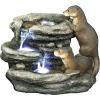 Design Toscano DW97060 Water Fountain with LED Light – Bright Waters Otters Garden Decor Fountain – Outdoor Water Feature,antique stone(Bright Waters Otters)