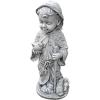 Design Toscano Francis of Assisi Blessing Religious Garden Decor Statue with Bird Bath Feeder, 19 inches Tall, Cast Stone Resin, Gray Stone Finish(Two Tone Stone)