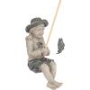 Design Toscano Frederic the Little Fisherman of Avignon Boy Fishing Garden Statue, 15 Inch Tall, Cast Stone Resin, Two Tone Stone Finish(Medium Nellies Big Catch)