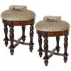 Design Toscano Grand Duchess Vanity Stool, 17 Inch, Walnut(Set of 2)