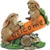 Design Toscano HF317387 Bunny Bunch Rabbits Outdoor Garden Statue Welcome Sign, 10 Inch, Full Color