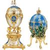 Design Toscano QF93069 Empress Valentina and Empress Galina Romanov Style Collectible Enameled Eggs, 9 Inch, Set of Two, Pewter, Blue and White(Set of 2)
