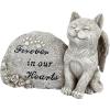 Design Toscano QL6080 Cat Angel Pet Memorial Grave Marker Tribute Statue, 10 Inches Wide, 5 Inches Deep, 5 Inches High, Antique Stone Finish(Forever in Our Hearts)