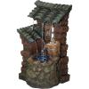 Design Toscano QN164017 Water Fountain with LED Light – Willow Bend Garden Decor Fountain – Outdoor Water Feature, Multicolored, 10½”W x 10″D x 18″H(Faux Wood and Stone)