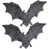 Design Toscano The Vampire Bat of Castle Barbarosa Wall Sculpture, Large, Set of 2, Greystone Finish