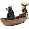 Moose and Black Bear in a Boat Statue(Full Color Finish)