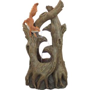 Coastal Decor Water Fountain with LED Light – Pelican’s Seashore Roost Garden Decor Fountain – Outdoor Water Feature, Full Color(Tree Squirrel)