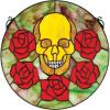 Stained Glass Panel – Beauty and Decay Gothic Skull Round Stained Glass Window Hangings – Window Treatments