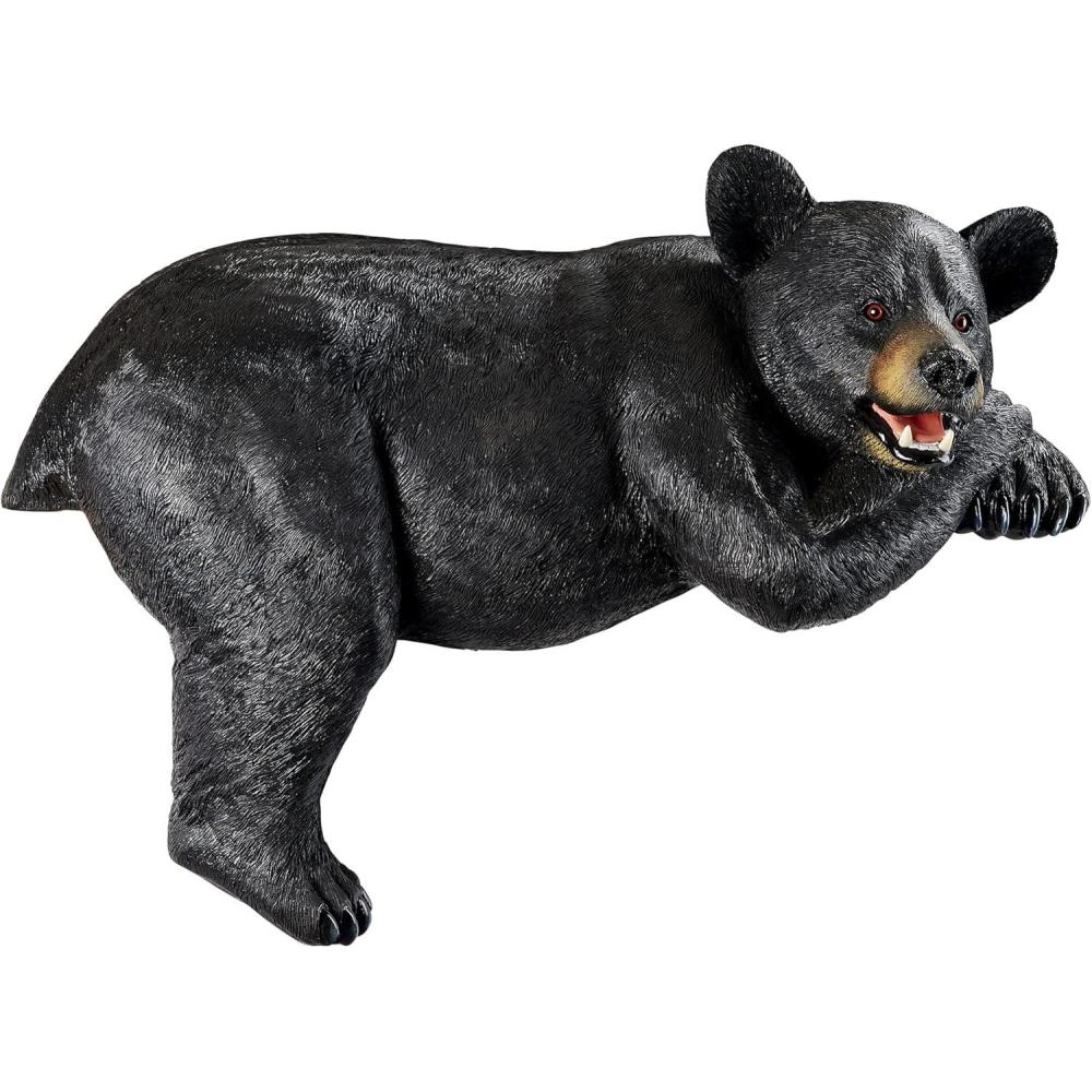 imageDesign Toscano Lemont the Lovable Lounger Climbing Black Bear Roof Mount Outdoor Garden Statue 34 Inch Long Cast Stone Resin Woodland Black FinishLemont The Lovable Lounger Black Bear