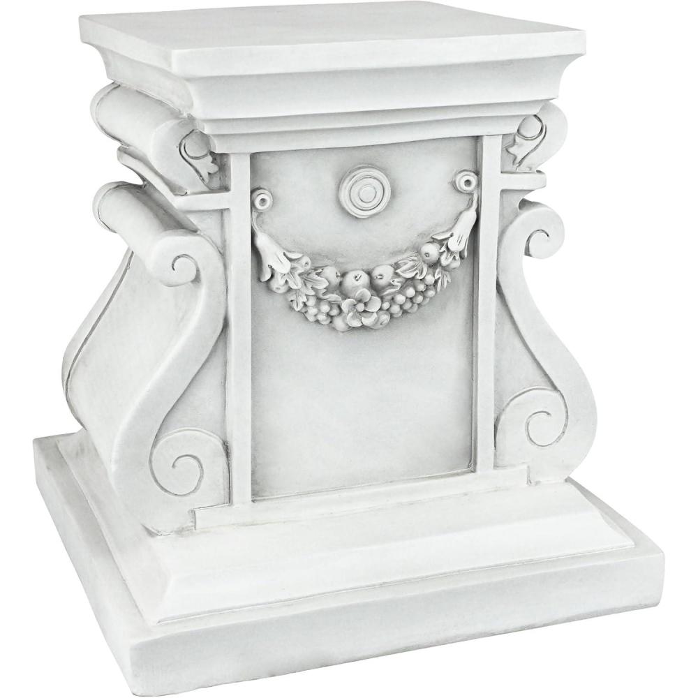 imageDesign Toscano English Rosette IndoorOutdoor Sculptural Garden Plinth Base Statue Riser Large 13 Inch Tall Cast Stone Resin Antique Stone FinishMedium