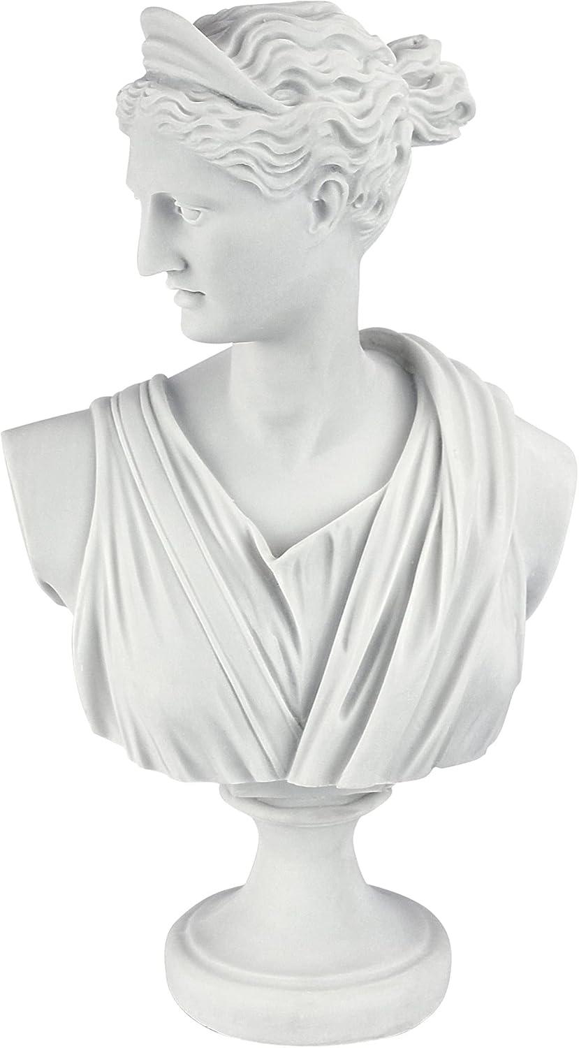 imageDesign Toscano Apollo Belvedere Bust Statue Single White TwinDiana of Versailles