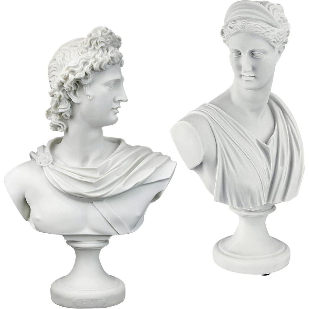 imageDesign Toscano Apollo Belvedere Bust Statue Single White TwinDiana and Apollo Set