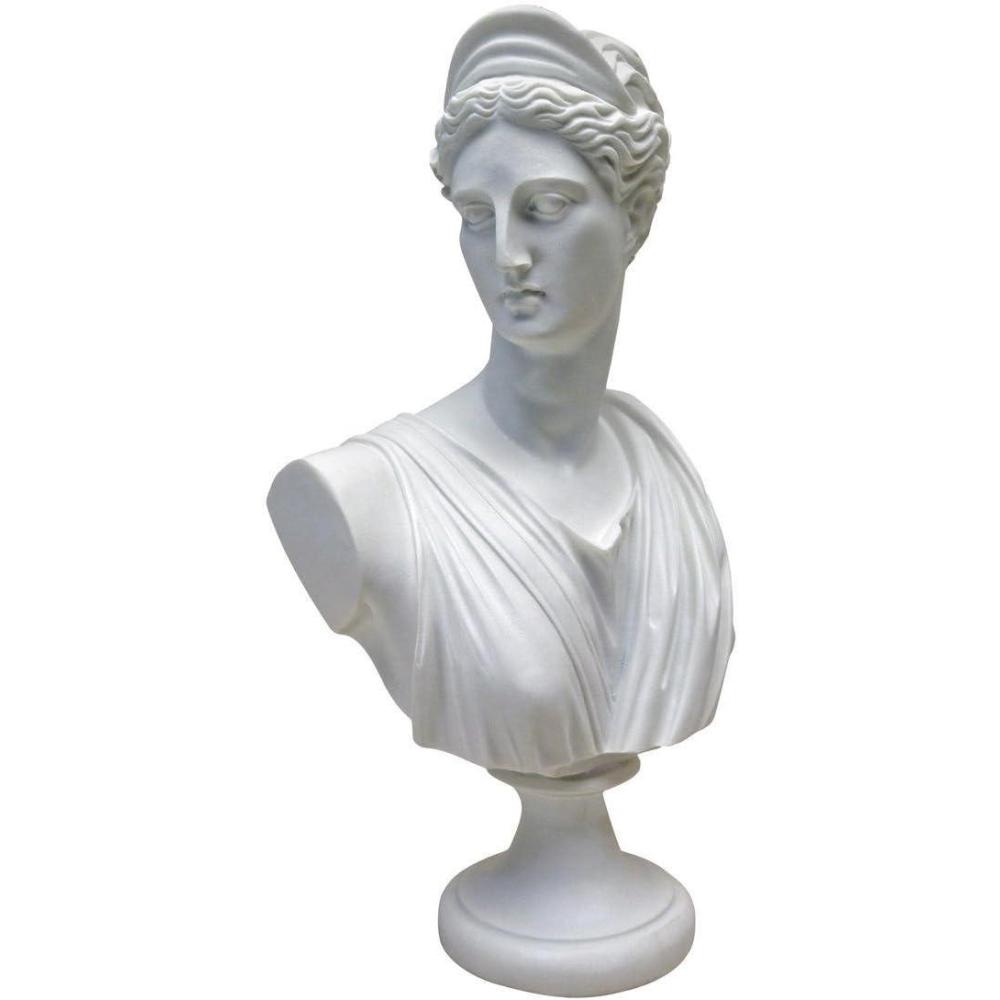 imageDesign Toscano Apollo Belvedere Bust Statue Single White TwinDiana of Versailles