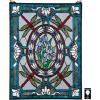 Design Toscano Dragonfly Floral Stained Glass Window Hanging Panel with Scrolled Brackets, 19 Inches Wide, 25 Inches High, 300 Piece Count, Blue Green Red