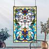 Design Toscano Elmslie Arts and Crafts Stained Glass Window, Green & Amber Geometric(Bonifacio Stained Glass Window)