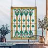 Design Toscano Elmslie Arts and Crafts Stained Glass Window, Green & Amber Geometric(Elmslie Arts & Crafts Window)