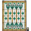 Design Toscano Elmslie Arts and Crafts Stained Glass Window, Green & Amber Geometric(Elmslie Arts & Crafts Window)