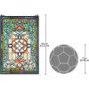 Design Toscano Elmslie Arts and Crafts Stained Glass Window, Green & Amber Geometric(Leigh Blue & Green Stained Glass)