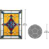 Design Toscano Elmslie Arts and Crafts Stained Glass Window, Green & Amber Geometric(St Katherines Row Stained Glass Window)