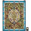 Design Toscano Elmslie Arts and Crafts Stained Glass Window, Green & Amber Geometric(Beguiled In Blue Stained Glass Window)