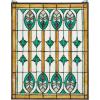 Design Toscano Elmslie Arts and Crafts Stained Glass Window, Green & Amber Geometric(Elmslie Arts & Crafts Window)