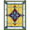 Design Toscano Elmslie Arts and Crafts Stained Glass Window, Green & Amber Geometric(St Katherines Row Stained Glass Window)