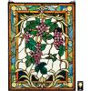 Design Toscano Stained Glass Panel – Fruit of the Vine Grape Stained Glass Window Hangings – Window Treatments, Grapes With Amber Border(Grape Vineyard Stained Glass Window)
