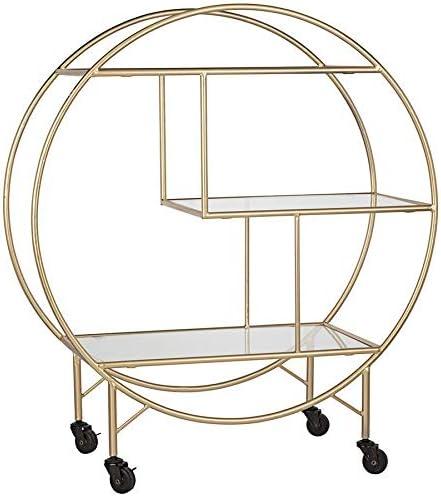 imageDesign Toscano Art Deco Savoy Trolley Drinks Bar Cart Gold Finish